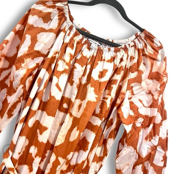 Elizabeth & James Uptown Dayglow Cotton Orange and White Abstract Tie Dye Dress - Picture 9 of 11